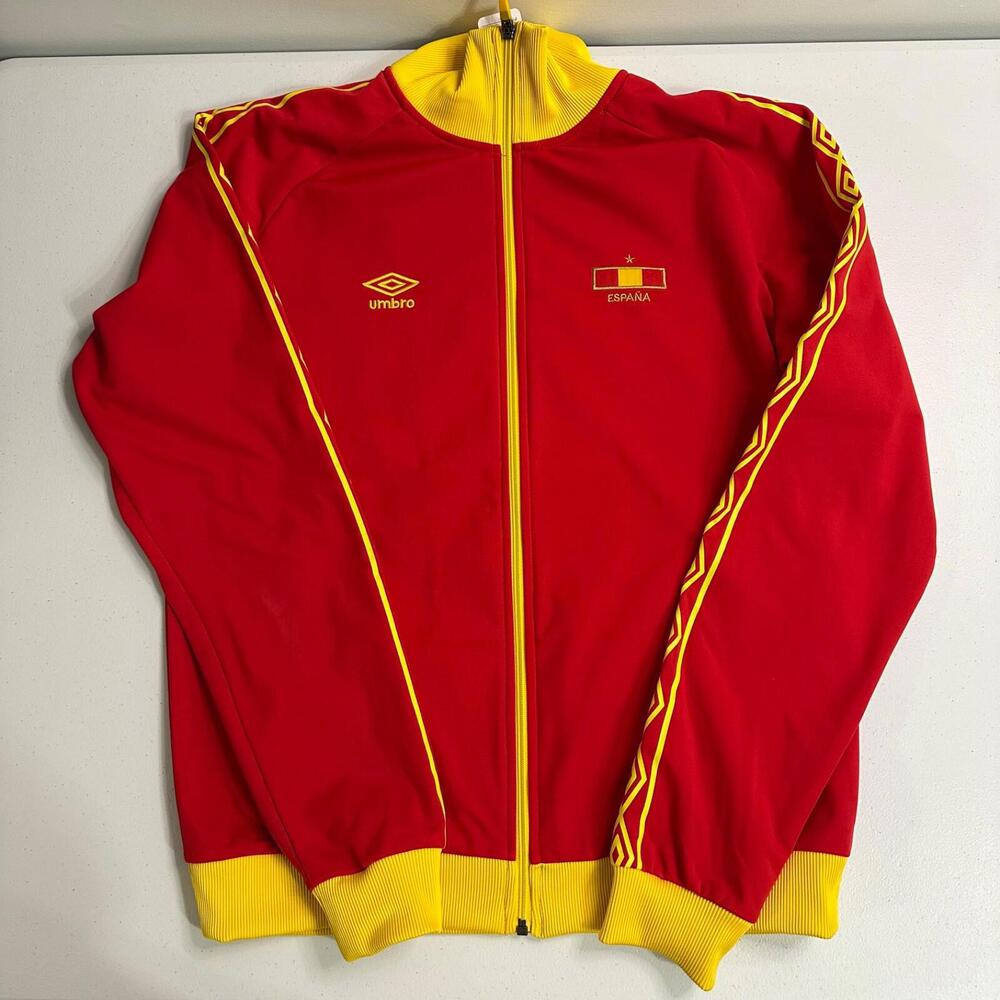 Umbro Spain National Team Jacket Mens Large Red 2000s Soccer Warm Up